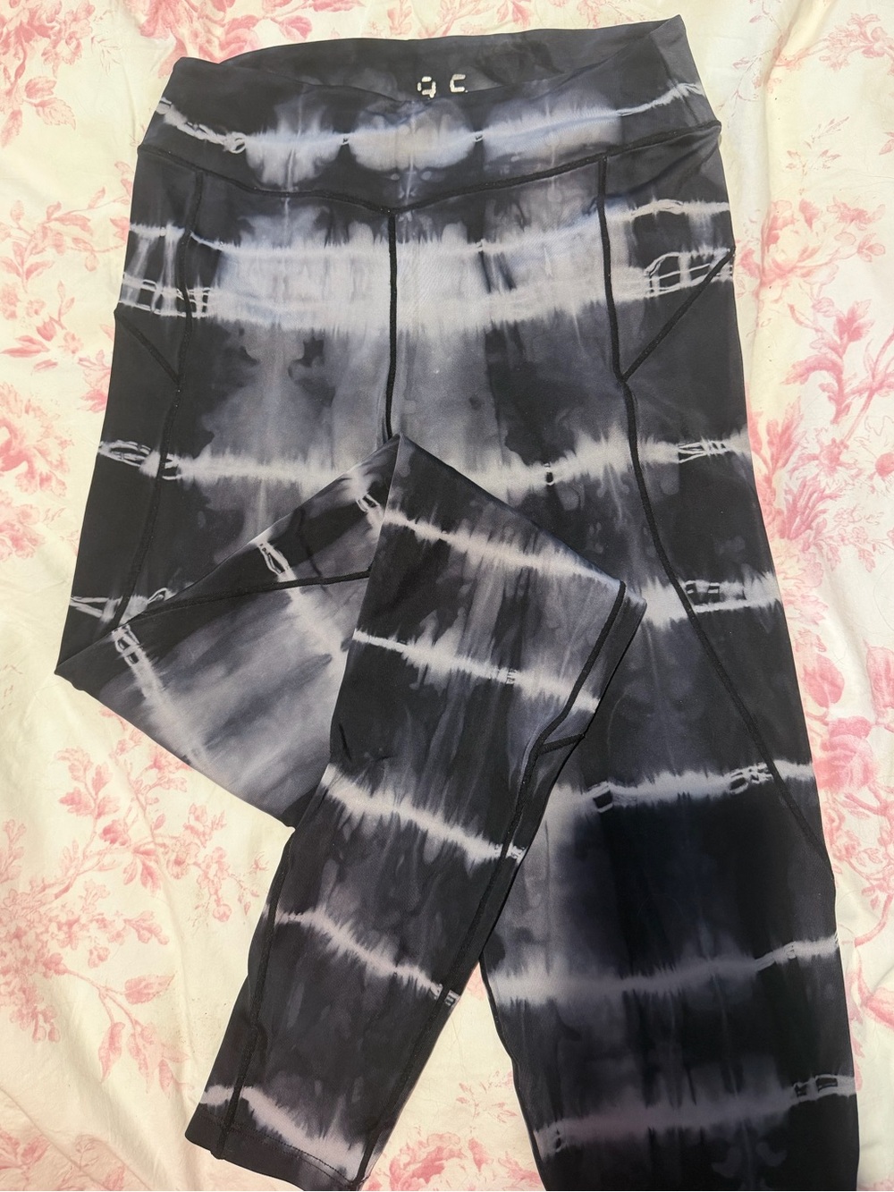 Blue & Gray Tie-Dye Active Leggings